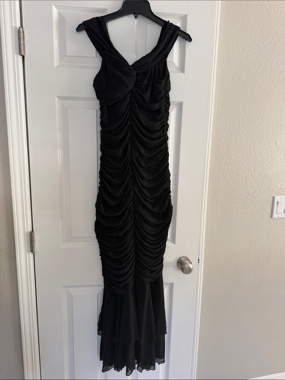 Black Ruched Mermaid Prom Dress